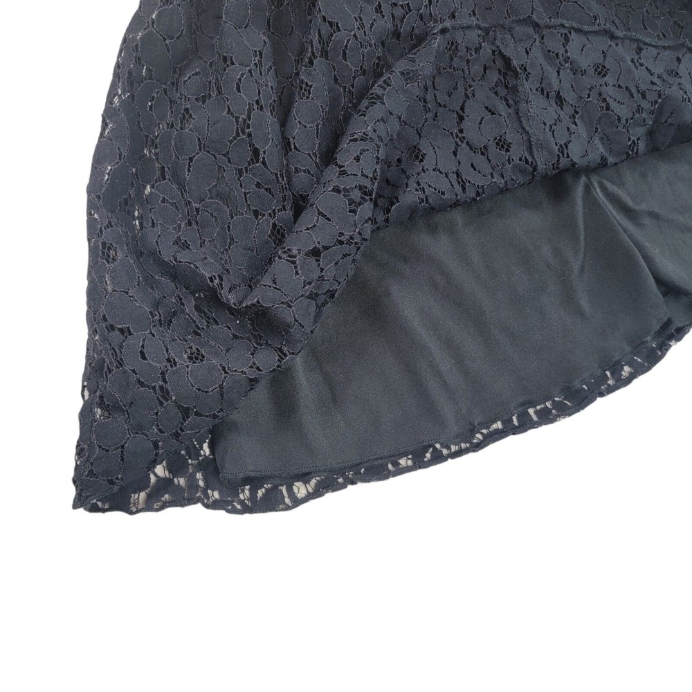 Speechless Black Lace Sleeveless Mini Dress Sz 5 keyhole back faux leather trim - Picture 10 of 16